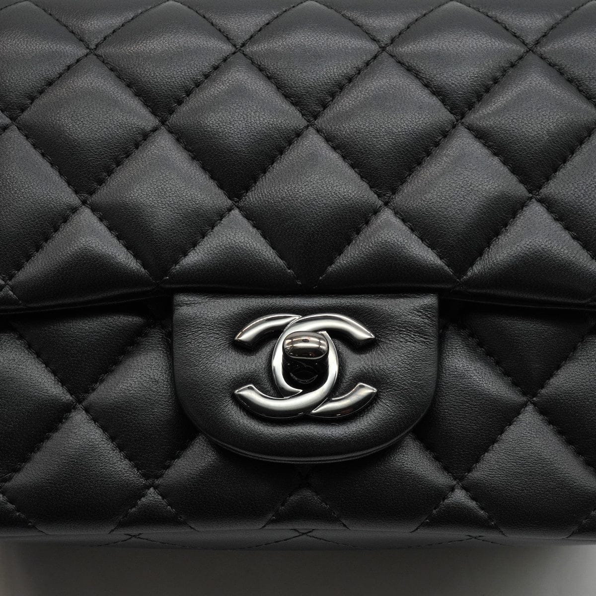 Luxury Promise Japan CHANEL MINI SQUARE 17 CHAIN SHUOLDER BAG BLACK LAMB SKIN SO BLACK HARDWARE 90344462