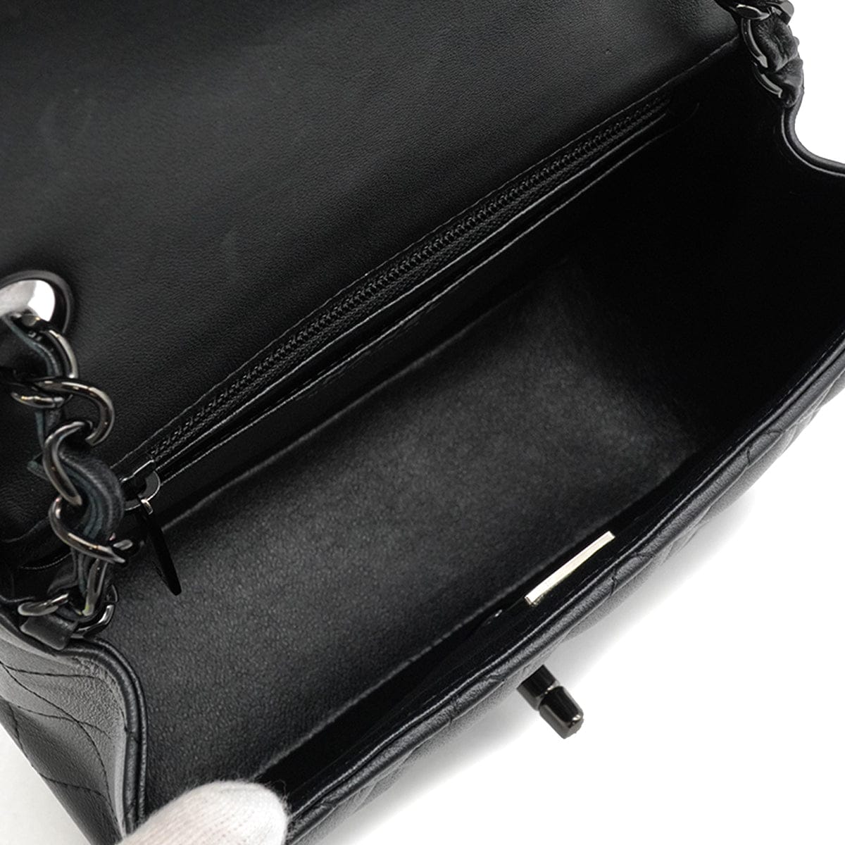 Luxury Promise Japan CHANEL MINI SQUARE 17 CHAIN SHUOLDER BAG BLACK LAMB SKIN SO BLACK HARDWARE 90344462