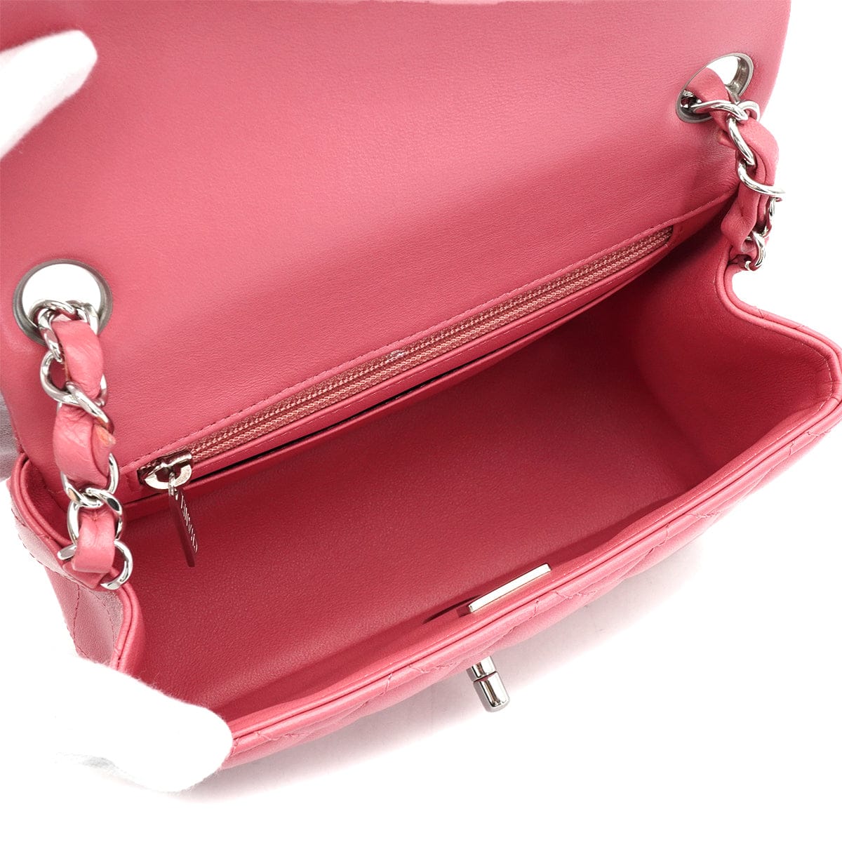 Luxury Promise Japan CHANEL MINI SQUARE 17 CHAIN SHUOLDER BAG PINK LAMB SKIN SILVER HARDWARE 90337277
