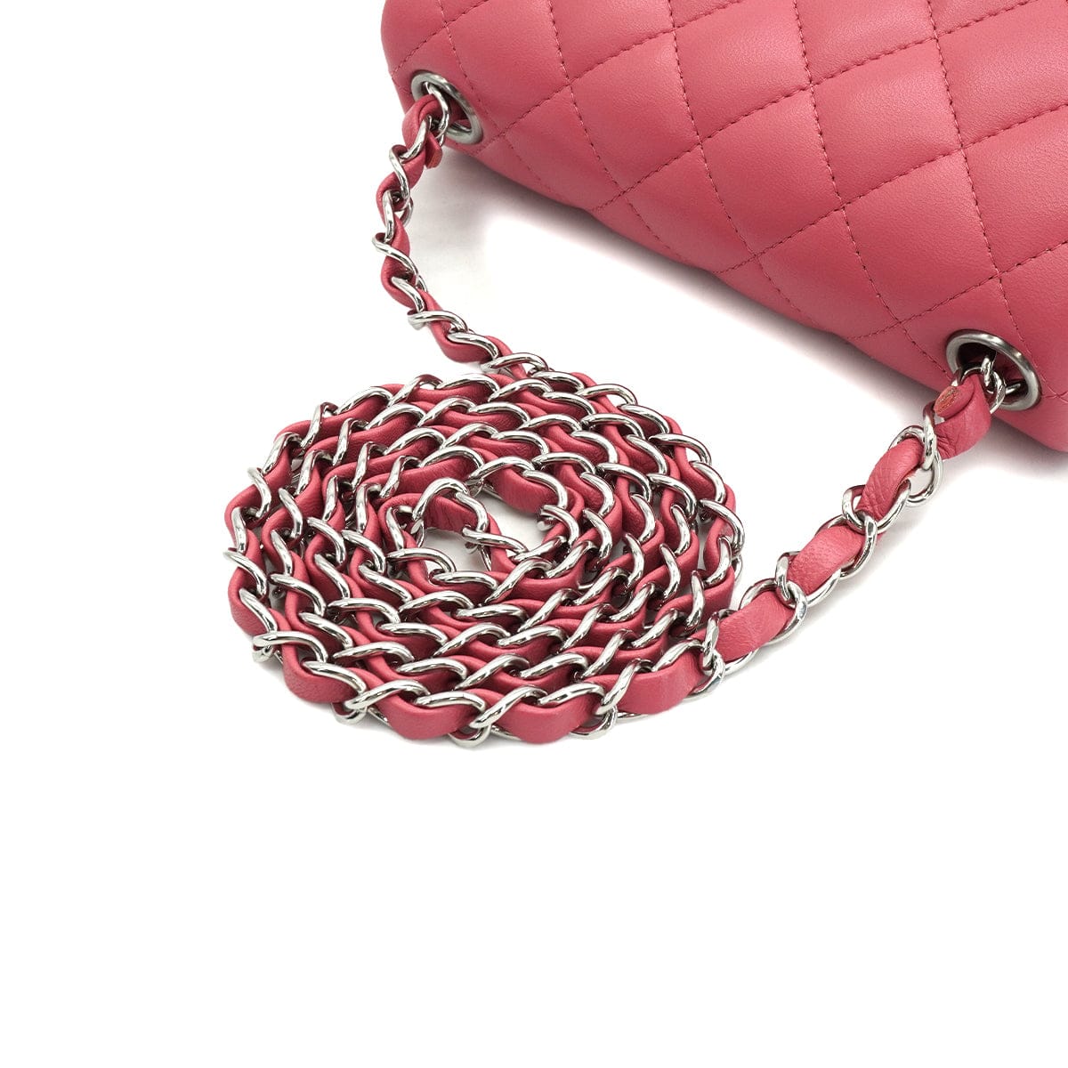 Luxury Promise Japan CHANEL MINI SQUARE 17 CHAIN SHUOLDER BAG PINK LAMB SKIN SILVER HARDWARE 90337277