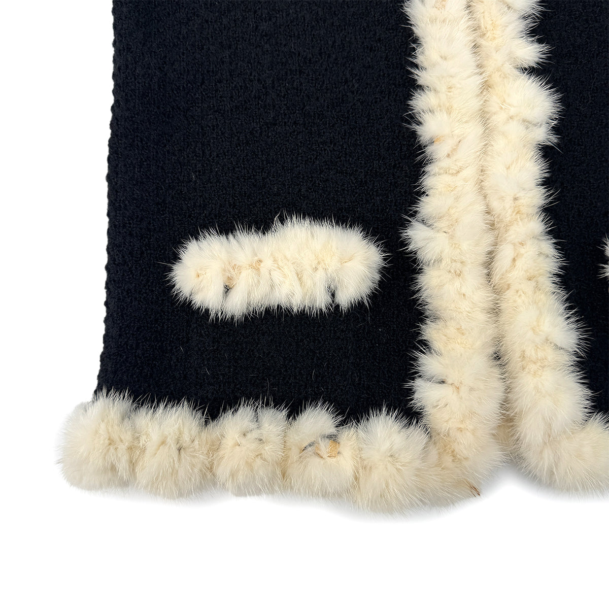 Luxury Promise Japan CHANEL MINK KNIT JACKET BLACK ECRU MOHAIR 42 03A RTW 90296577