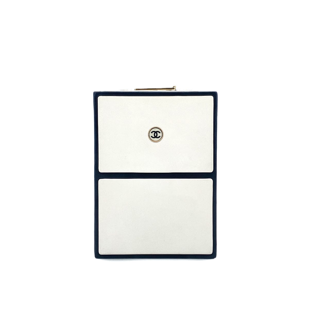 Luxury Promise Japan CHANEL N°5 PERFUME BOX CLUTCH CHAIN SHOULDER BAG BLACK WHITE LEATHER 90283120