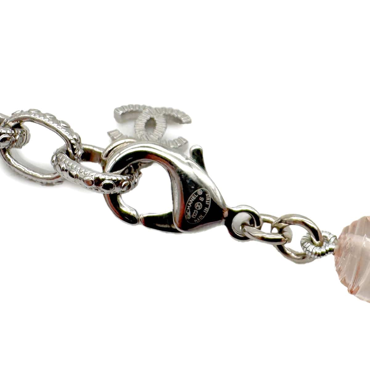 Luxury Promise Japan CHANEL NECKLACE BEADS COCOMARK RIBBON RHINESTONE PINK ACCESSORY B23S 90310258
