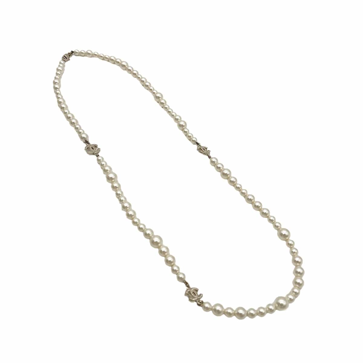 Luxury Promise Japan CHANEL NECKLACE COCOMARK FAUX PEARL RHINESTONE ACCESSORY A12A 90301114