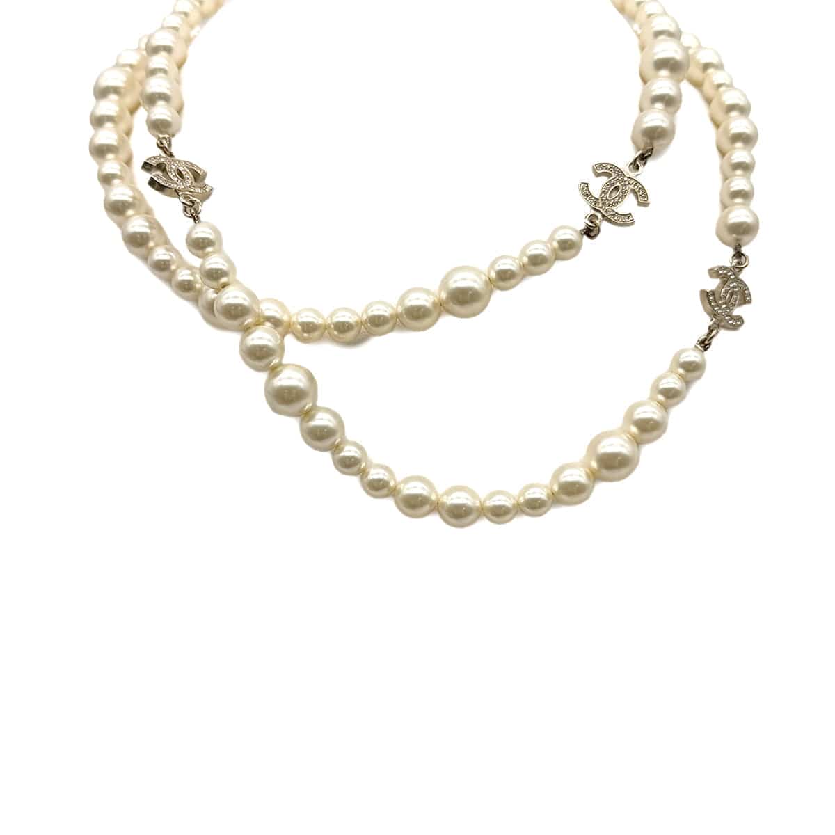 Luxury Promise Japan CHANEL NECKLACE COCOMARK FAUX PEARL RHINESTONE ACCESSORY A12A 90301114