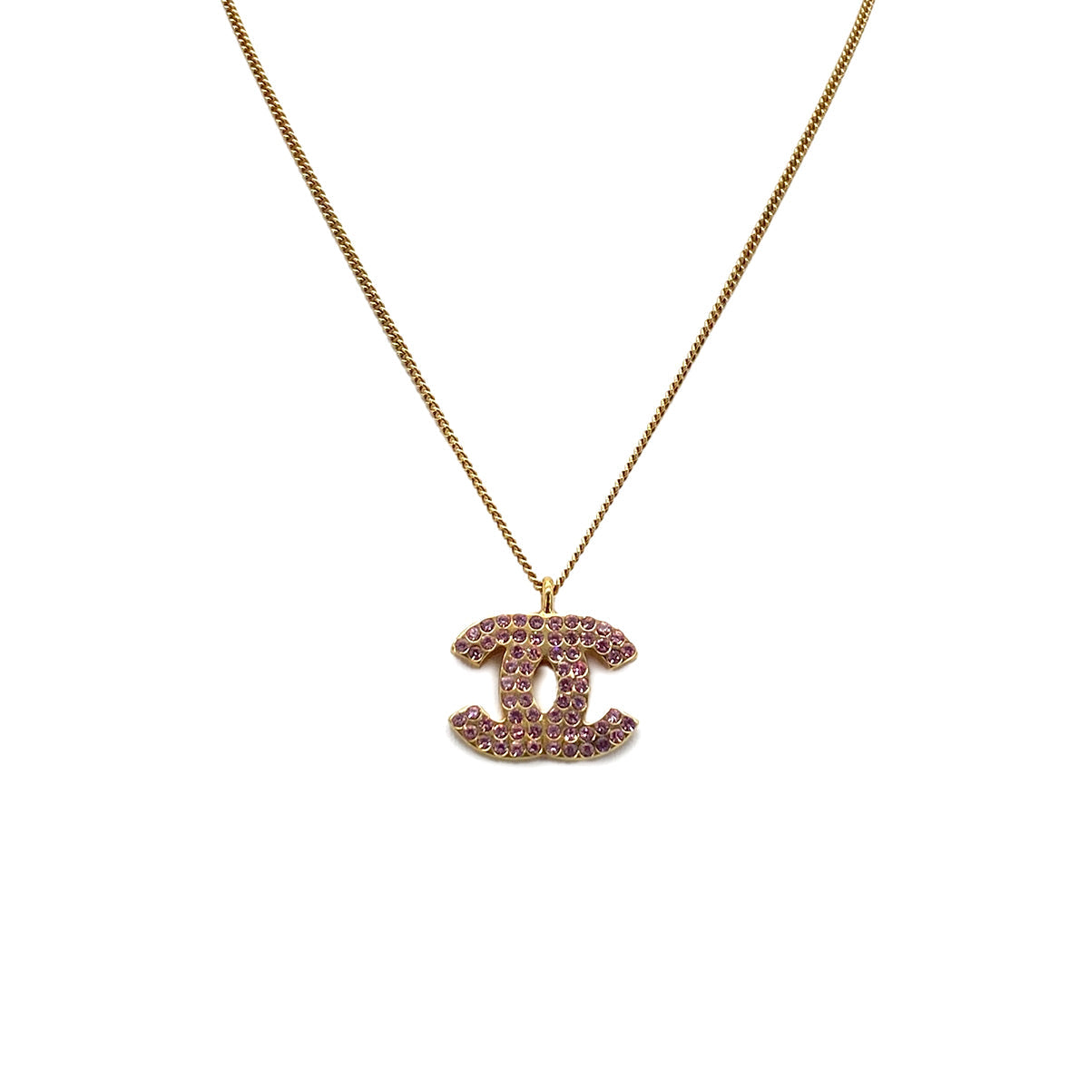 Luxury Promise Japan CHANEL NECKLACE COCOMARK RHINESTONE PINK ACCESSORY 02P 90275929