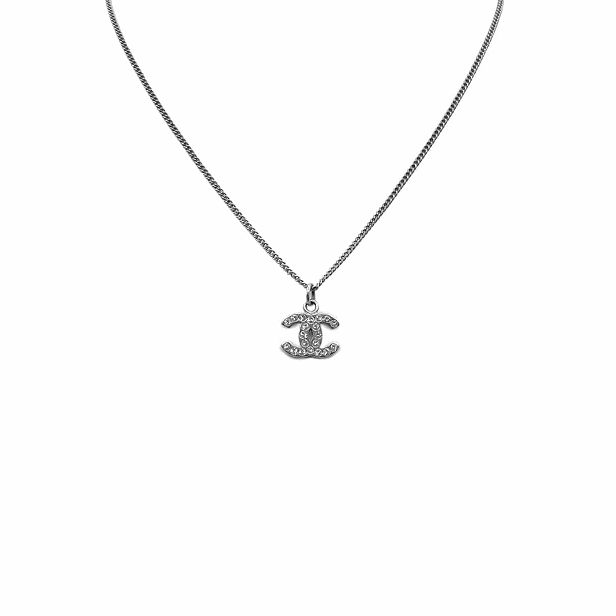 Luxury Promise Japan CHANEL NECKLACE COCOMARK RHINESTONE SILVER ACCESSORY 07V 90273938