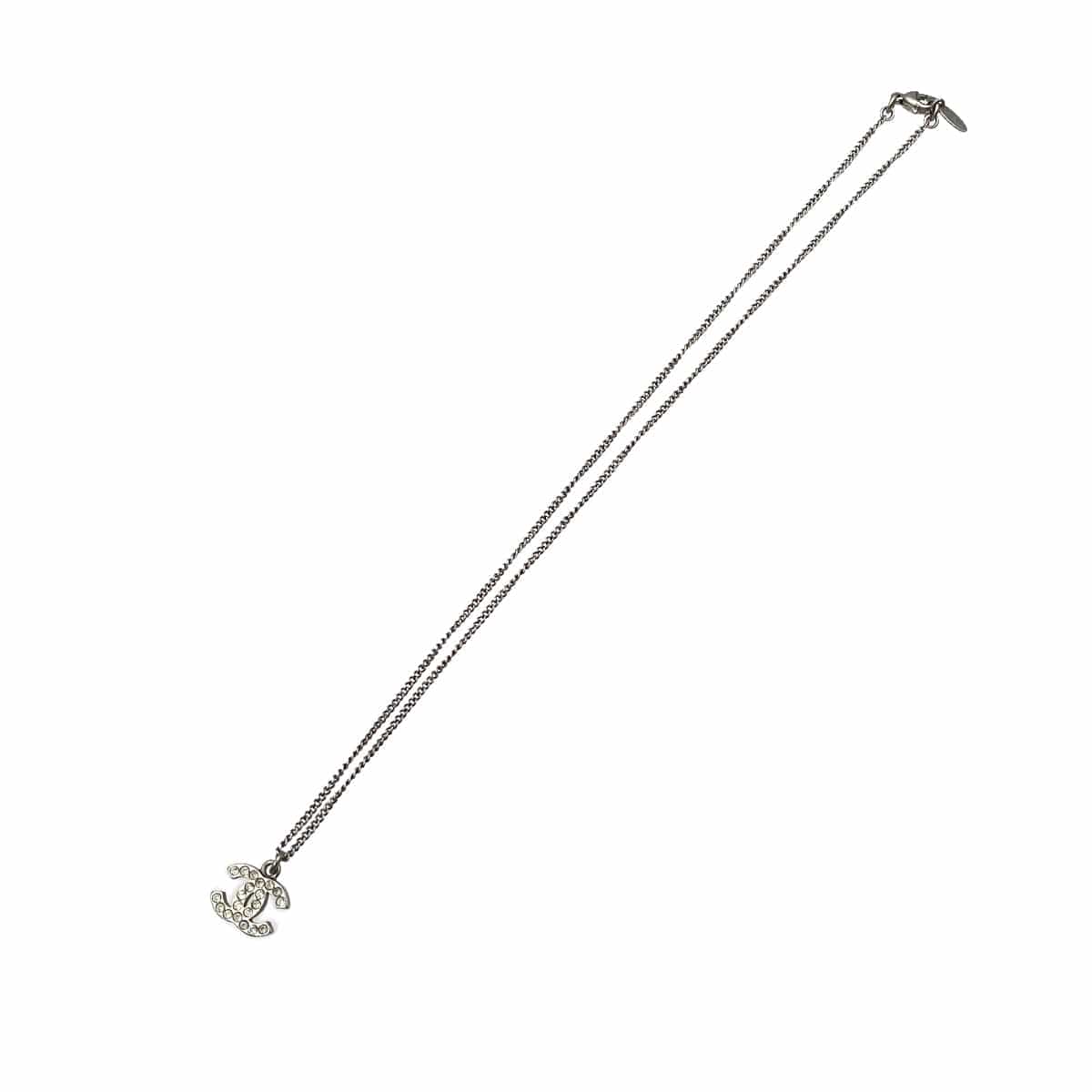 Luxury Promise Japan CHANEL NECKLACE COCOMARK RHINESTONE SILVER ACCESSORY 10V 90273937