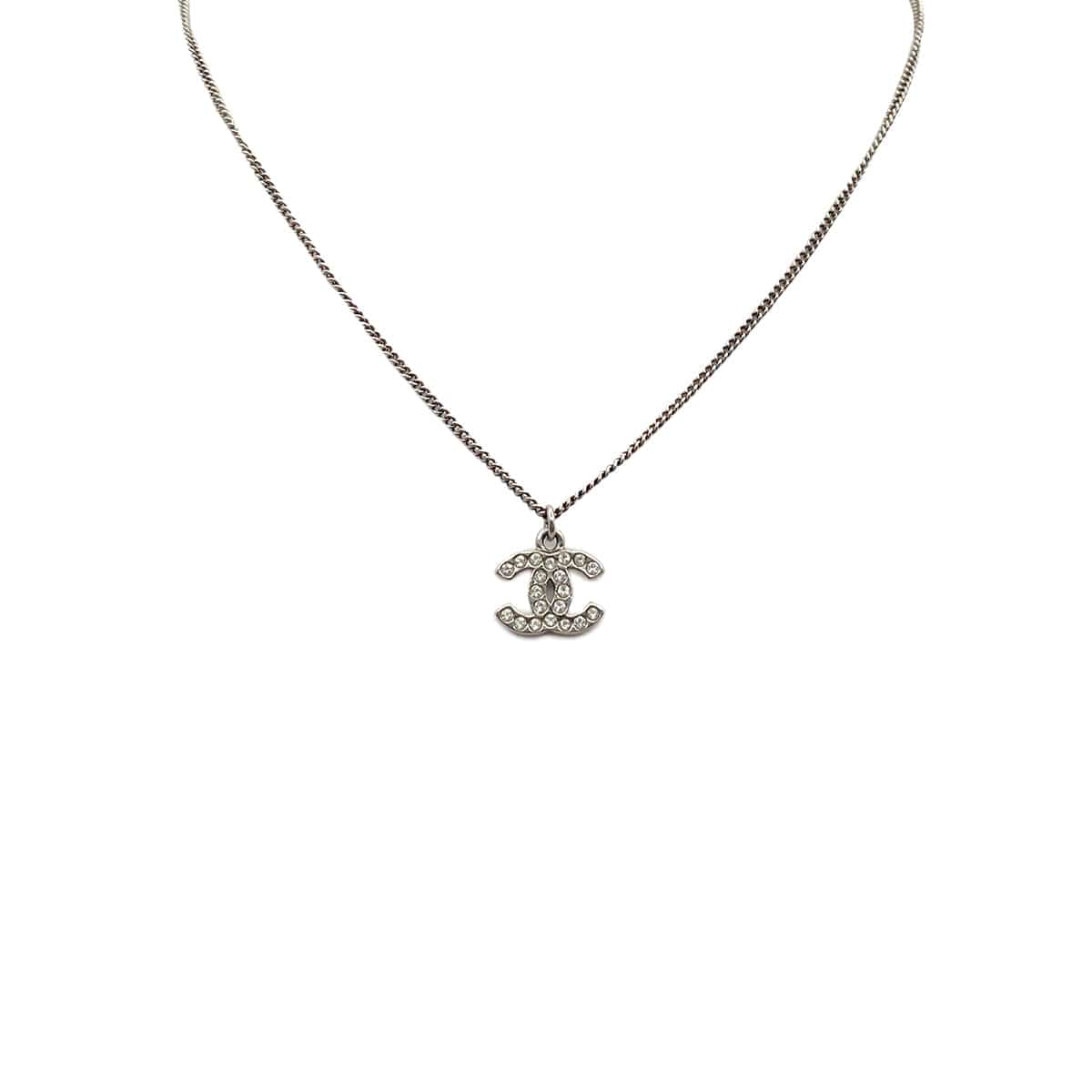 Luxury Promise Japan CHANEL NECKLACE COCOMARK RHINESTONE SILVER ACCESSORY 10V 90273937