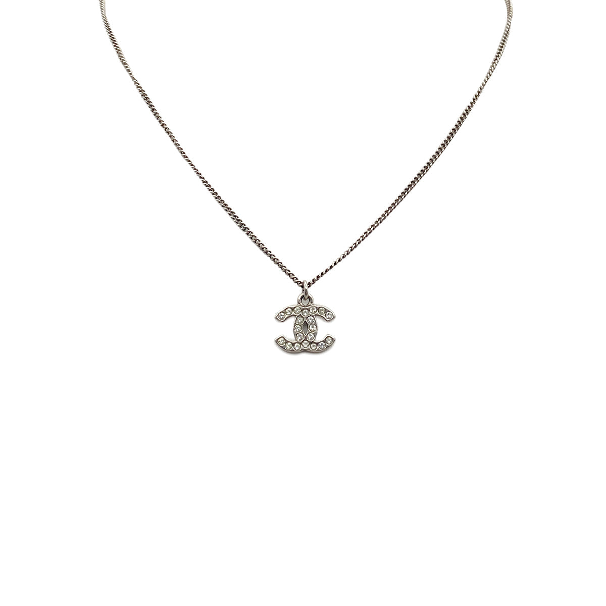 Luxury Promise Japan CHANEL NECKLACE COCOMARK RHINESTONE SILVER ACCESSORY 10V 90273937