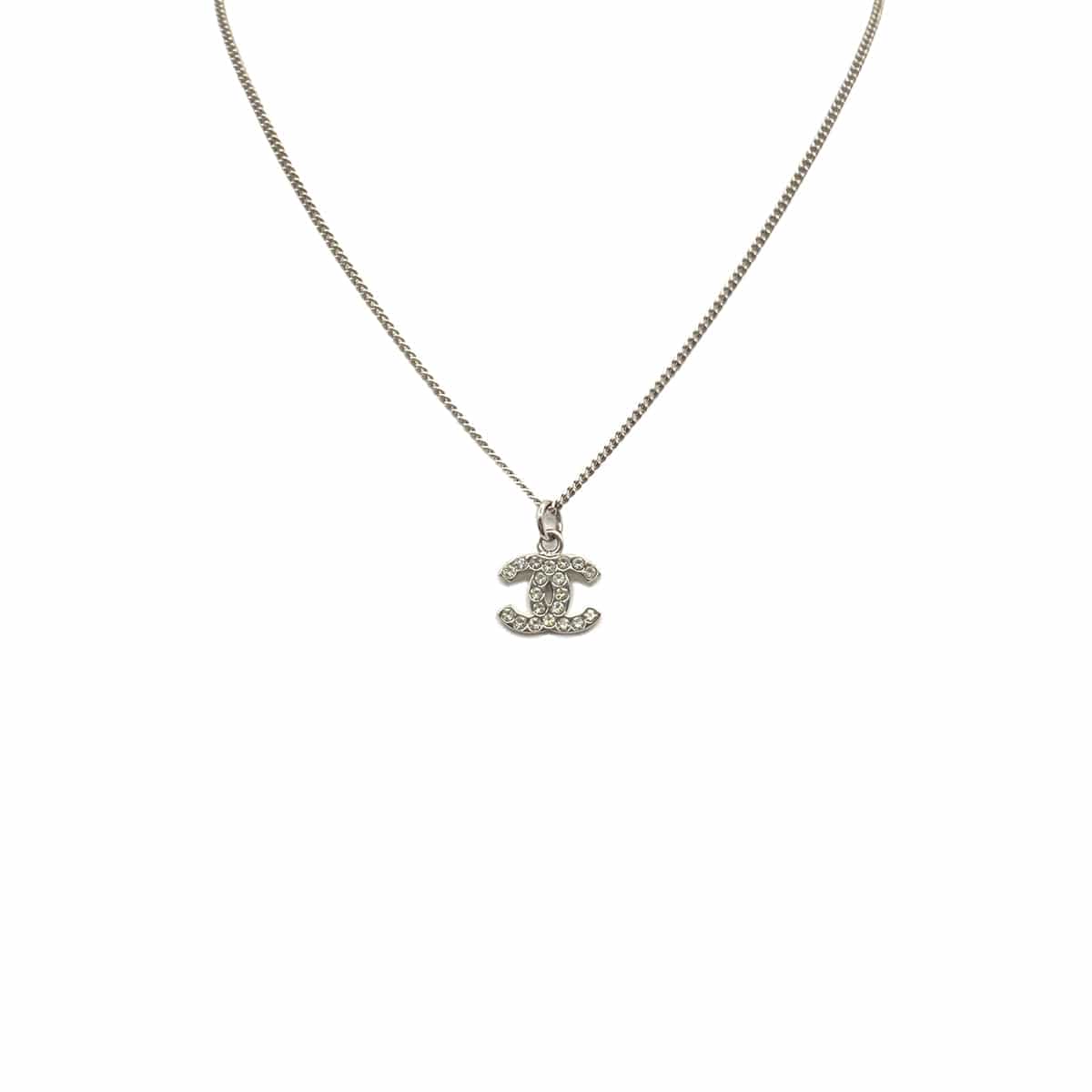 Luxury Promise Japan CHANEL NECKLACE COCOMARK RHINESTONE SILVER ACCESSORY B10V 90273914