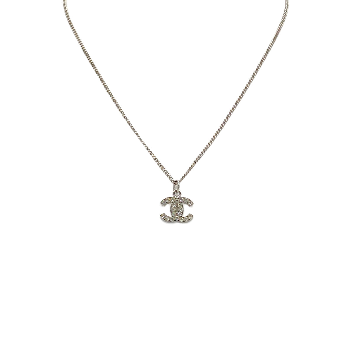 Luxury Promise Japan CHANEL NECKLACE COCOMARK RHINESTONE SILVER ACCESSORY B10V 90279604