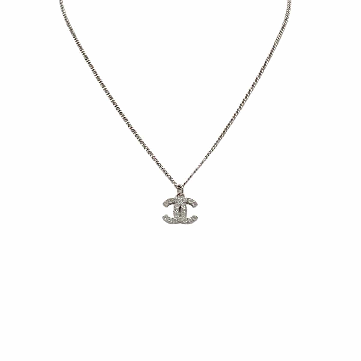 Luxury Promise Japan CHANEL NECKLACE COCOMARK RHINESTONE SILVER ACCESSORY F12W 90279598