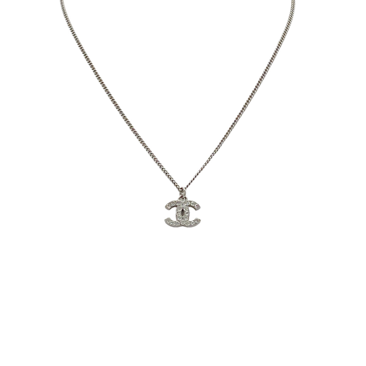 Luxury Promise Japan CHANEL NECKLACE COCOMARK RHINESTONE SILVER ACCESSORY F12W 90279598