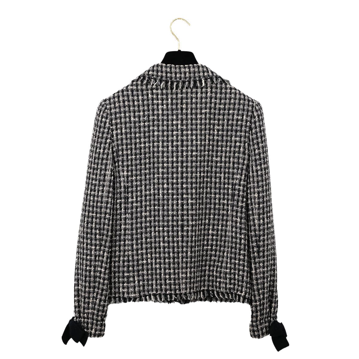 Luxury Promise Japan CHANEL RIBBON TWEED JACKET BLACK WOOL 40 04A RTW 90299827