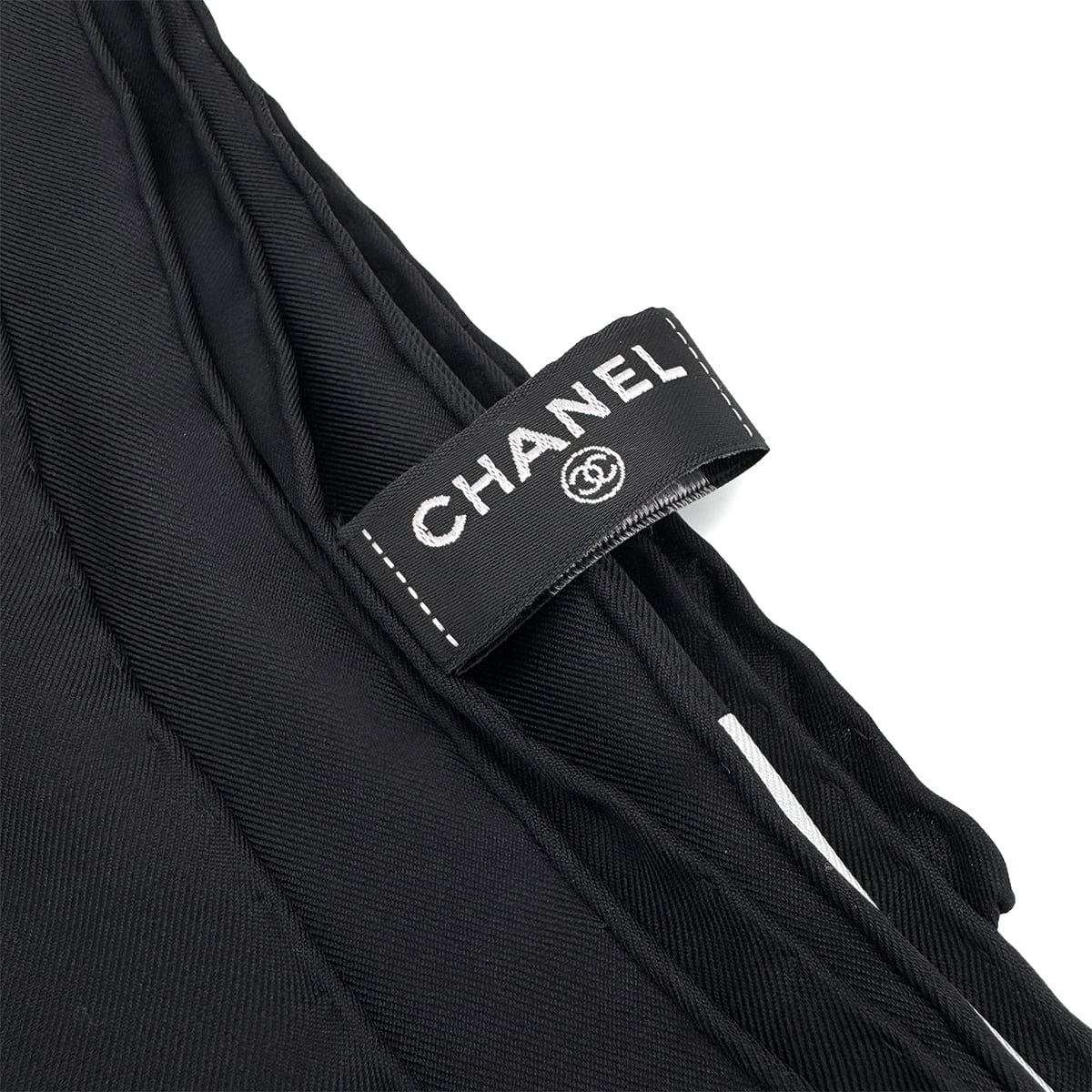 Luxury Promise Japan CHANEL SCARF COCO MADEMOISELLE WHITE BLACK SILK 90319320