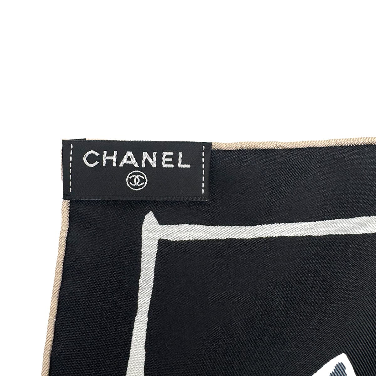 Luxury Promise Japan CHANEL SCARF COCOMARK LOGO PATTERN BALCK SILK 90292107