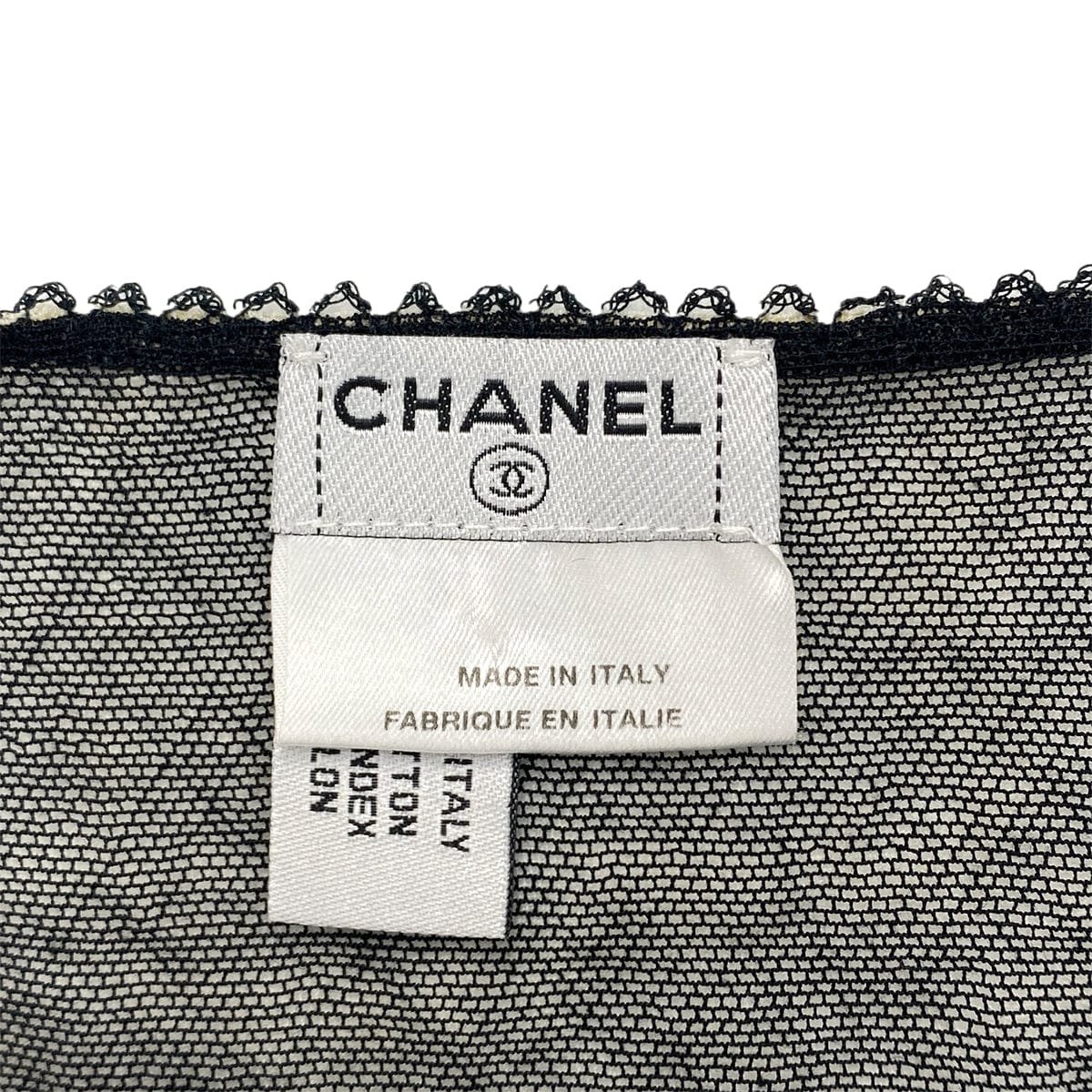 Luxury Promise Japan CHANEL SLEEVELESS MESH TOPS COCOMARK NO5 LACE ECRU BLACK COTTON 38 04P RTW 90287810