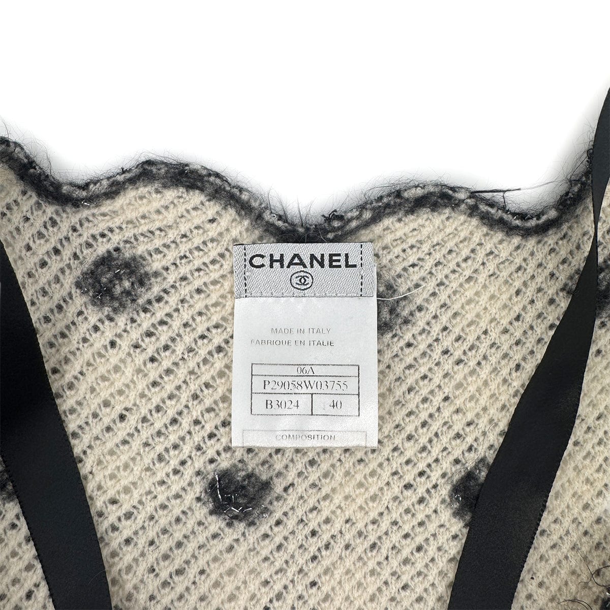 Luxury Promise Japan CHANEL SLEEVELESS RACE DRESS COCOMARK RHINESTONE BLACK WHITE RAYON 40 06A RTW 90289557