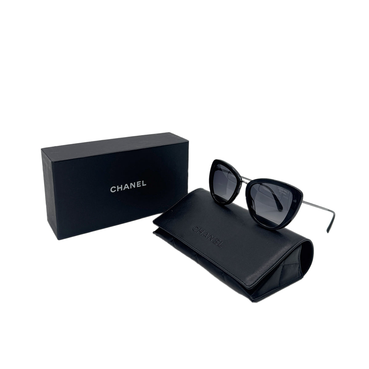Luxury Promise Japan CHANEL SUNGLASSES COCOMARK BLACK SILVER EYEWEAR 90291261