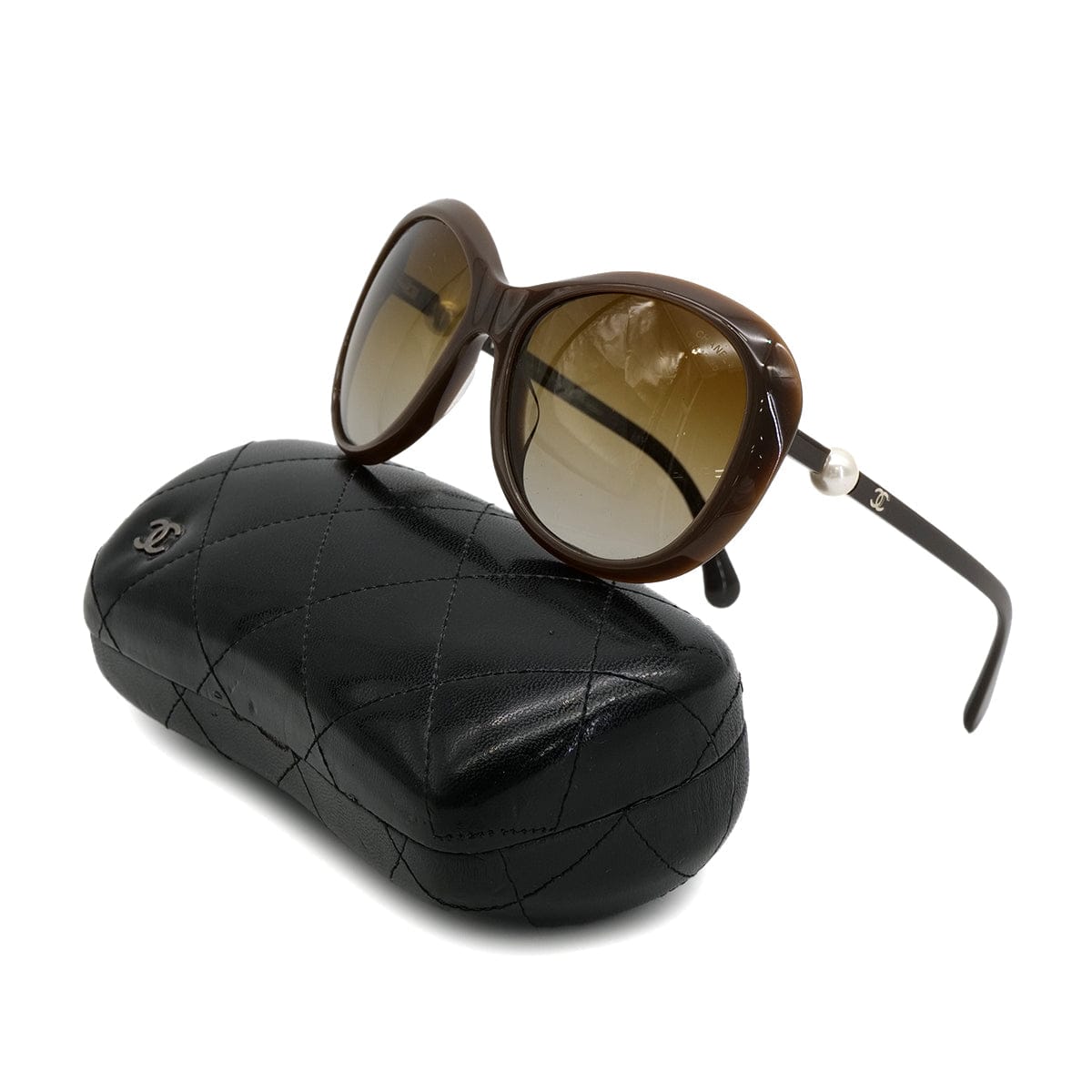 Luxury Promise Japan CHANEL SUNGLASSES COCOMARK FAUX PEARL BROWN EYEWEAR 90312958