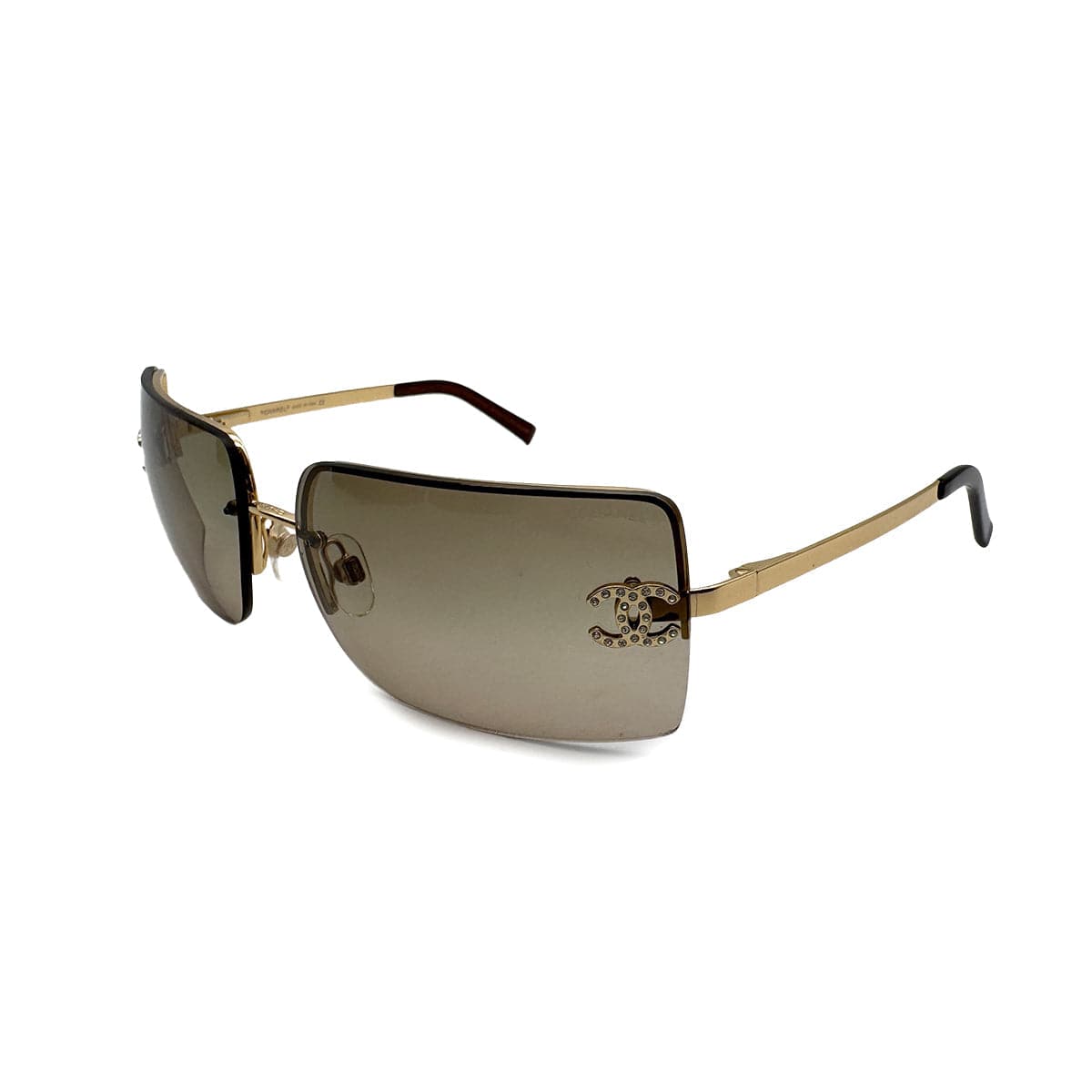 Luxury Promise Japan CHANEL SUNGLASSES COCOMARK RHINESTONE BROWN GOLD EYEWEAR 90307367