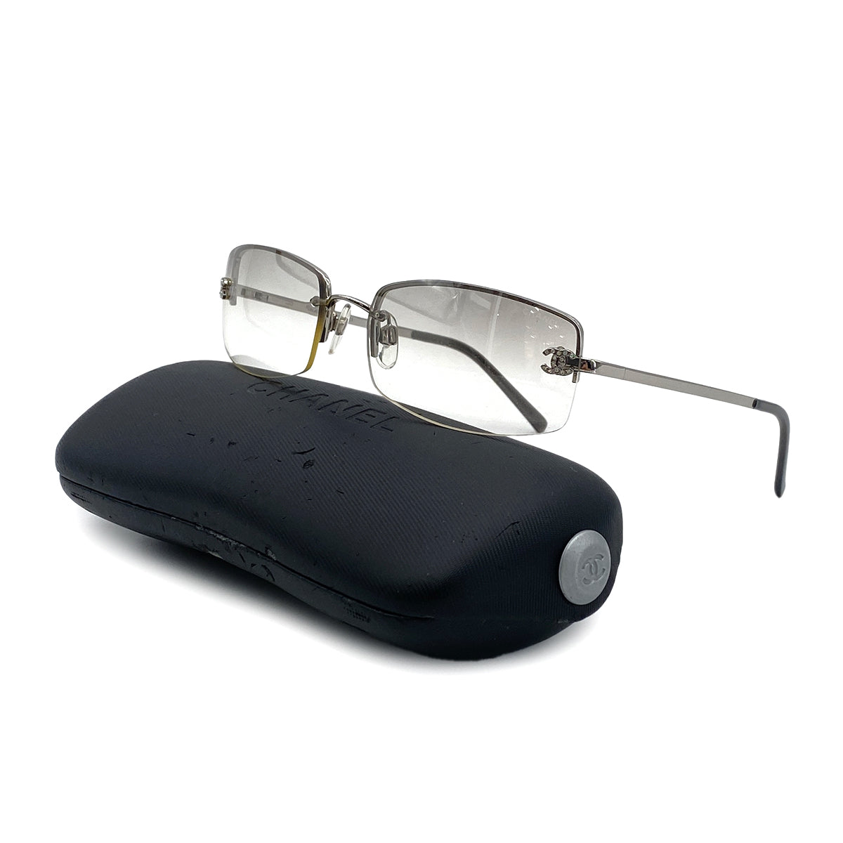 Luxury Promise Japan CHANEL SUNGLASSES COCOMARK RHINESTONE CLEAR SILVER EYEWEAR 90297260