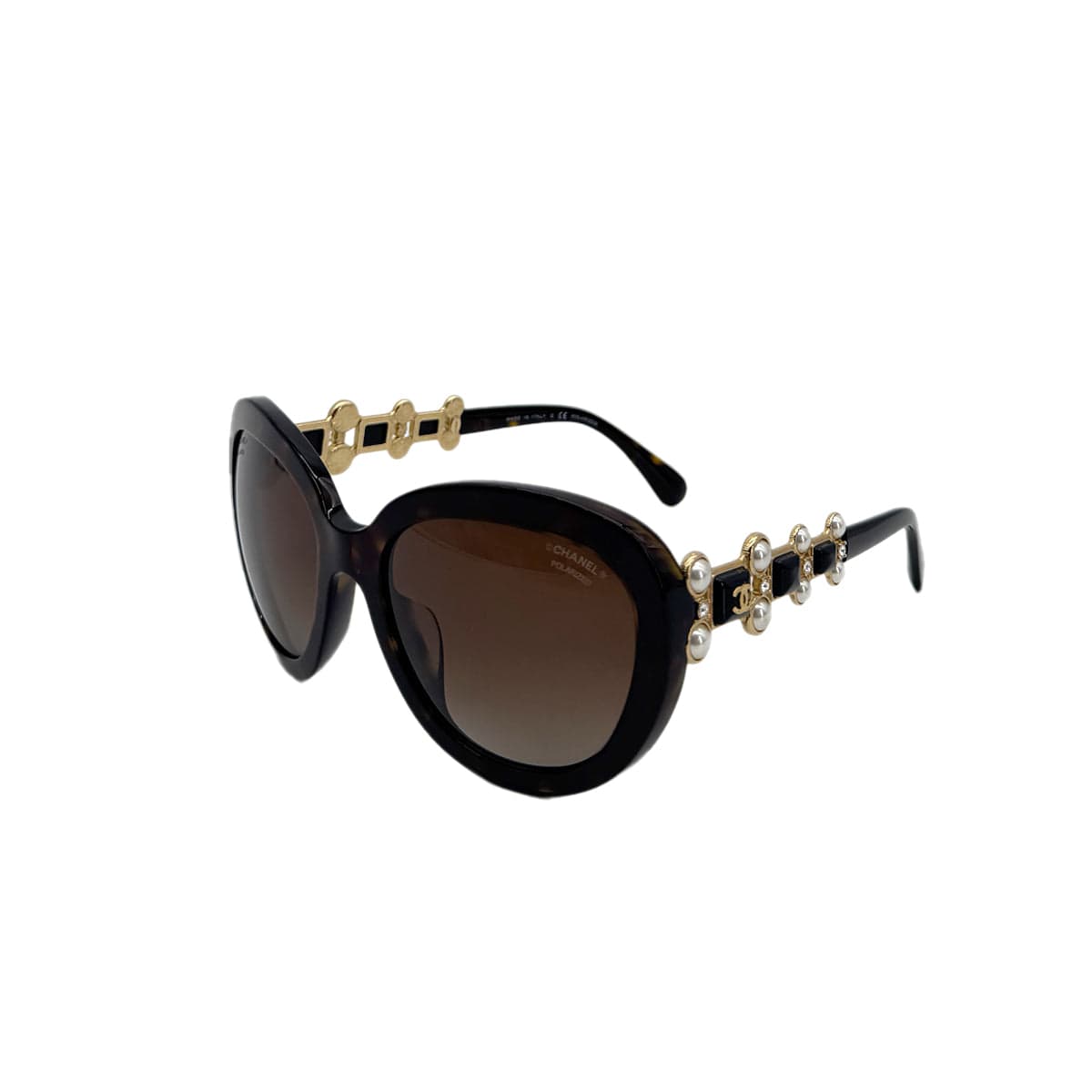 Luxury Promise Japan CHANEL SUNGLASSES COCOMARK TORTOISESHELL FAUX PEARL RHINESTONE BROWN EYEWEAR 90285769