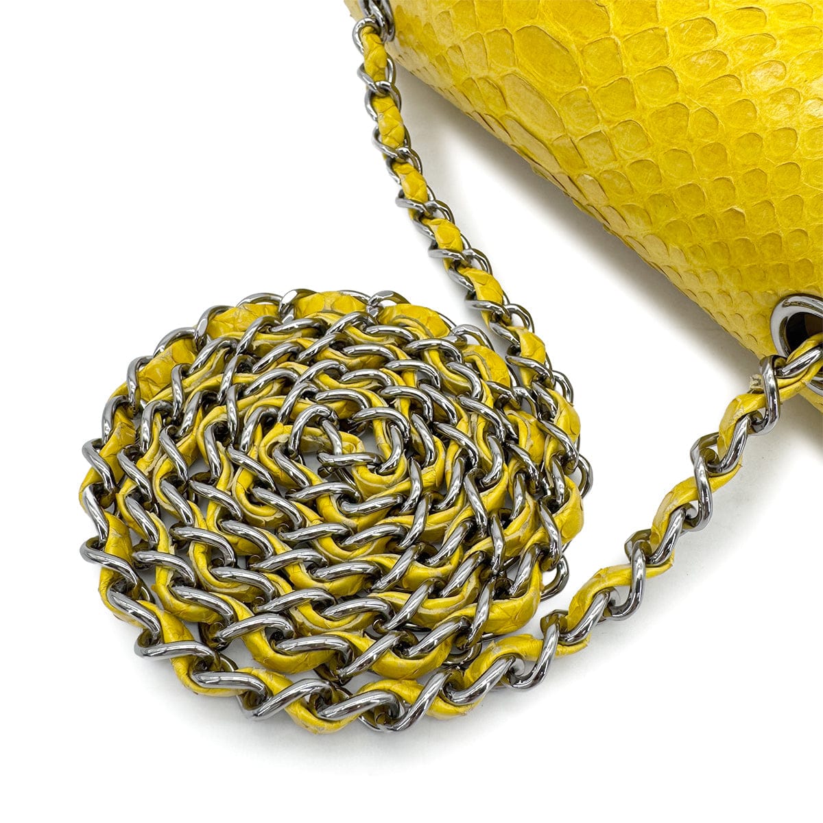 Luxury Promise Japan CHANEL TURN LOCK CHAIN SHOULDER BAG YELLOW PYTHON 90309173