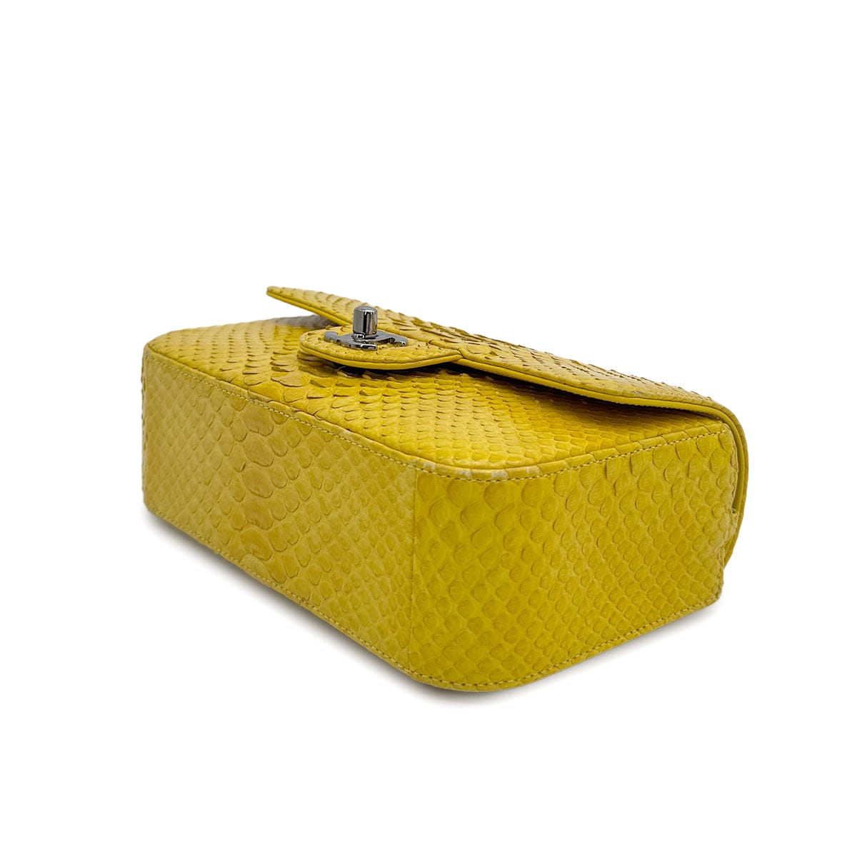 Luxury Promise Japan CHANEL TURN LOCK CHAIN SHOULDER BAG YELLOW PYTHON 90309173