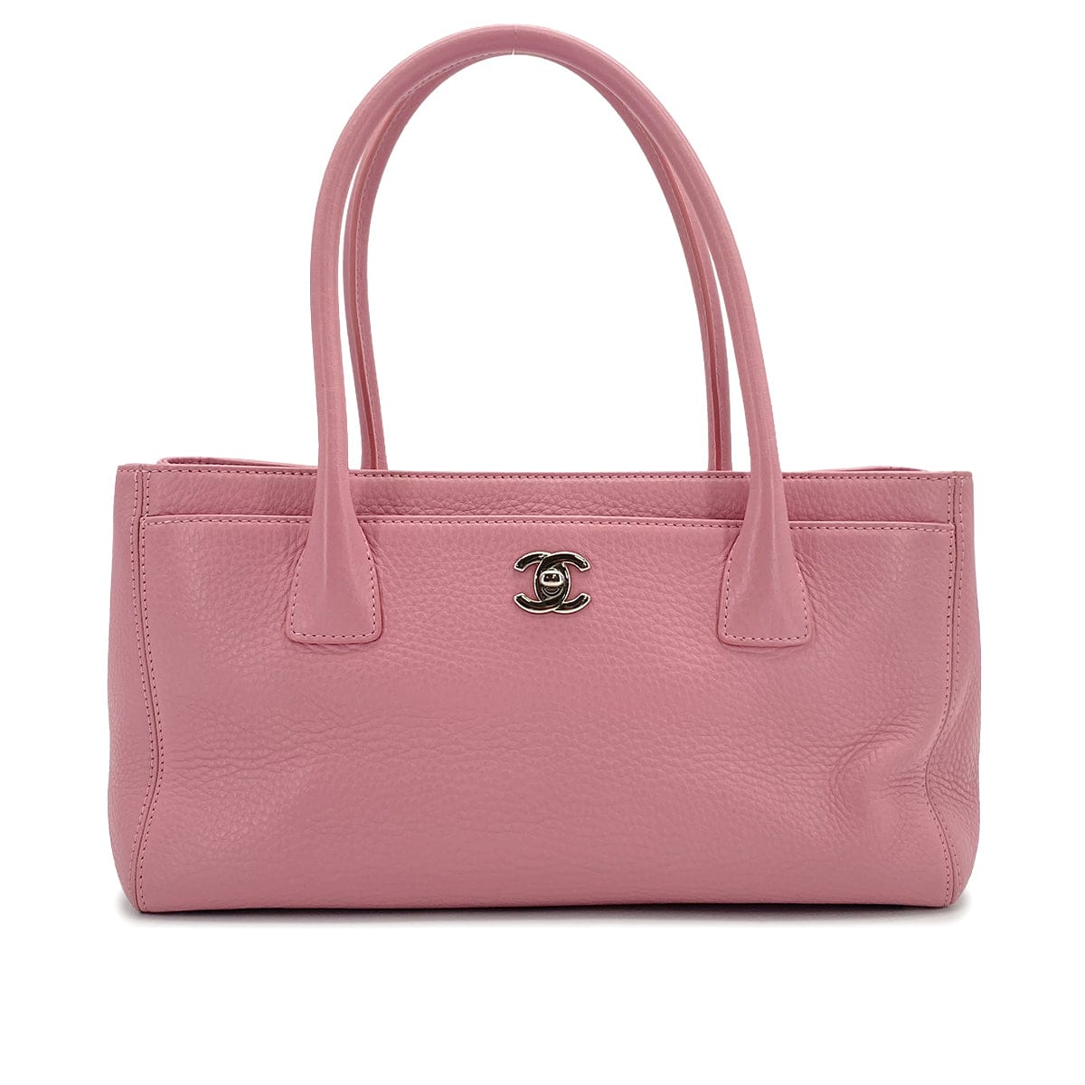 Luxury Promise Japan CHANEL TURN LOCK TOTE BAG PINK LEATHER SILVER HARDWARE 90324848