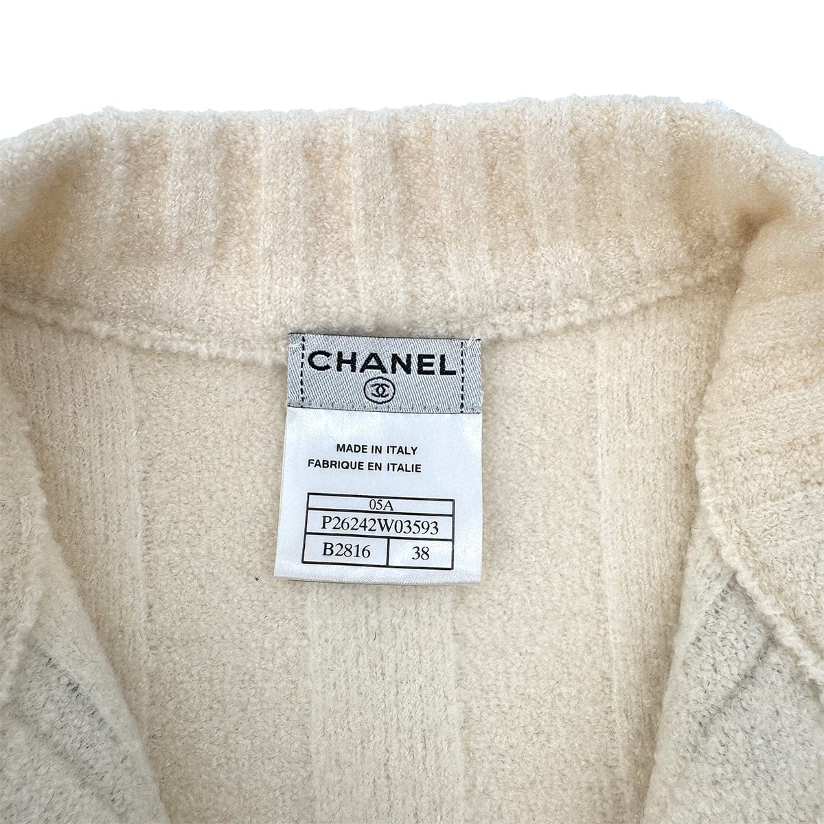 Luxury Promise Japan CHANEL TWEED CARDIGAN IVORY BLACK CASHMERE 38 05A RTW 90292789