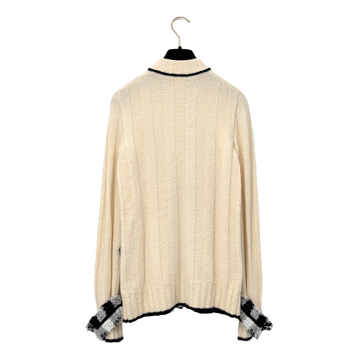 Luxury Promise Japan CHANEL TWEED CARDIGAN IVORY BLACK CASHMERE 38 05A RTW 90292789