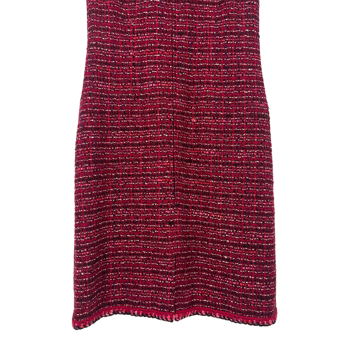 Luxury Promise Japan CHANEL TWEED COCO BUTTON SLEEVELESS ZIP DRESS RED WOOL 42 01A RTW 90283150