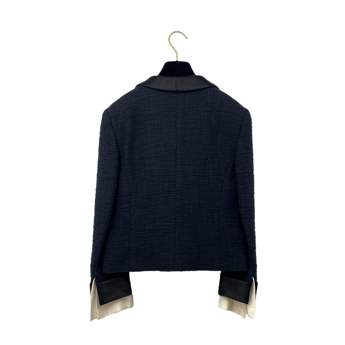 Luxury Promise Japan CHANEL TWEED JACKET COLOR STONE RHINESTONE BUTTON BLACK COTTON 38 P43 RTW 90284032