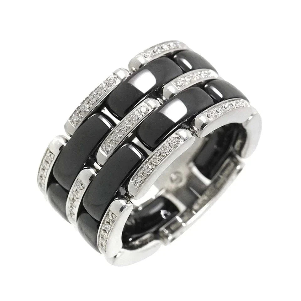 Luxury Promise Japan CHANEL ULTRA Diamond Ring LM Black Ceramic 18K WG 750 Size58 7.75-8(US) 90288366