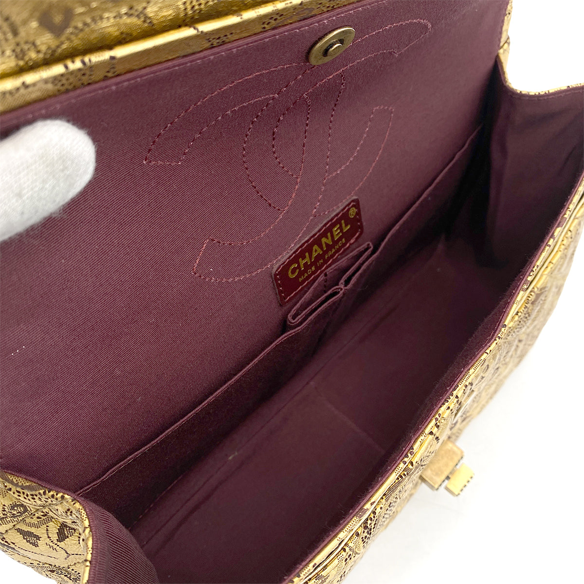 Luxury Promise Japan CHANEL VINTAGE 2.55 BIRDCAGE CHAIN SHOULDER BAG GOLD CALF SKIN 90264493