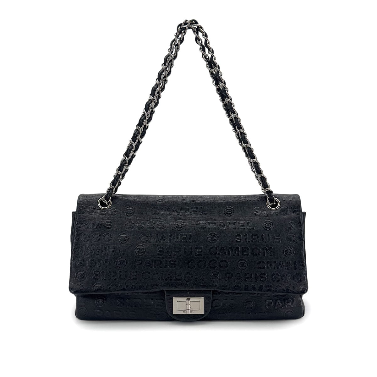 Luxury Promise Japan CHANEL VINTAGE 2.55 UNLIMITED CHAIN SHOULDER BAG BLACK CALF SKIN 90284896