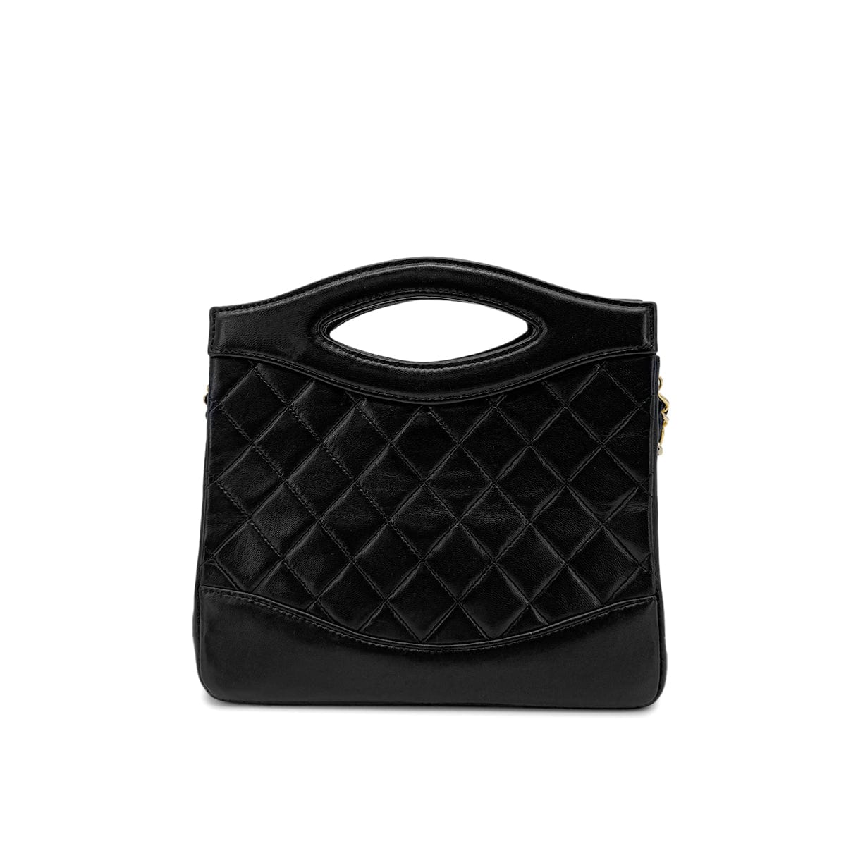 Luxury Promise Japan CHANEL VINTAGE 2WAY HAND CHAIN SHOULDER BAG BLACK LAMB SKIN 90265415