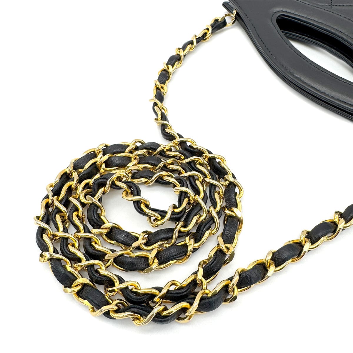 Luxury Promise Japan CHANEL VINTAGE 2WAY HAND CHAIN SHOULDER BAG BLACK LAMB SKIN 90269080