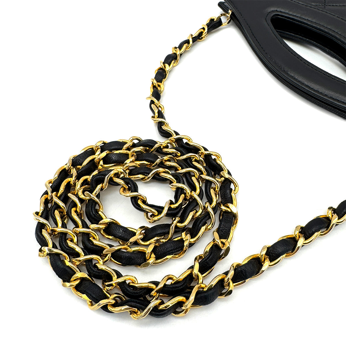 Luxury Promise Japan CHANEL VINTAGE 2WAY HAND CHAIN SHOULDER BAG BLACK LAMB SKIN 90269080