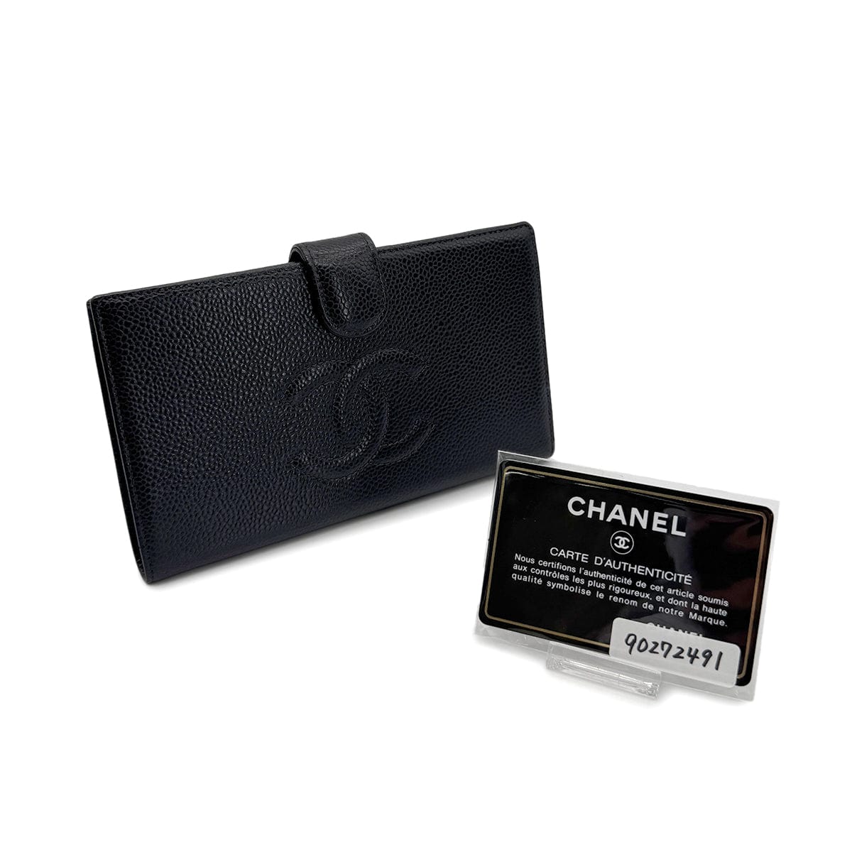 Luxury Promise Japan CHANEL VINTAGE BIFOLD LONG WALLET COCOMARK BLACK CAVIAR SKIN 90272491