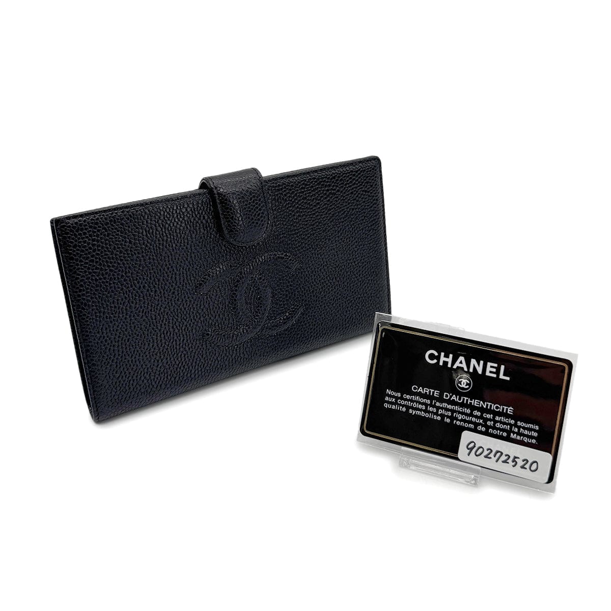 Luxury Promise Japan CHANEL VINTAGE BIFOLD LONG WALLET COCOMARK BLACK CAVIAR SKIN 90272520