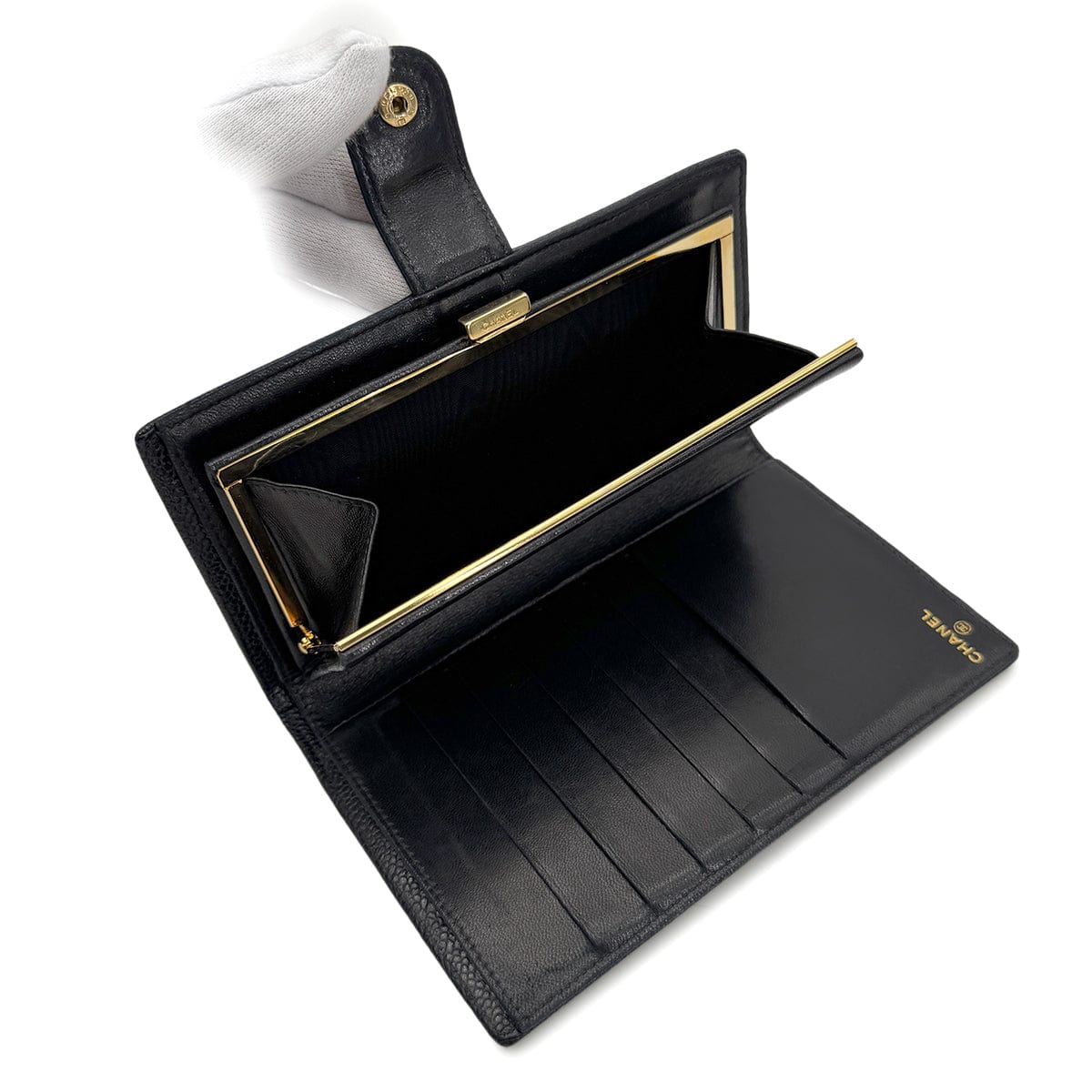 Luxury Promise Japan CHANEL VINTAGE BIFOLD LONG WALLET COCOMARK BLACK CAVIAR SKIN 90272521