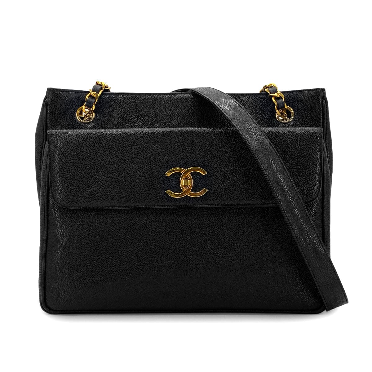 Luxury Promise Japan CHANEL VINTAGE BIG COCO CHAIN SHOULDER BAG BLACK LAMB SKIN 90306317