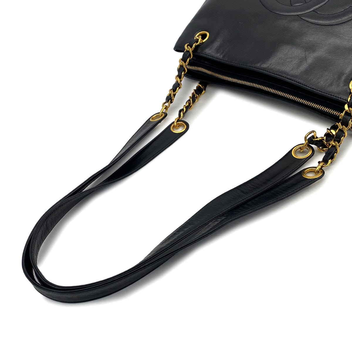 Luxury Promise Japan CHANEL VINTAGE BIG COCO CHAIN SHOULDER TOTE BAG BLACK LEATHER 90309159