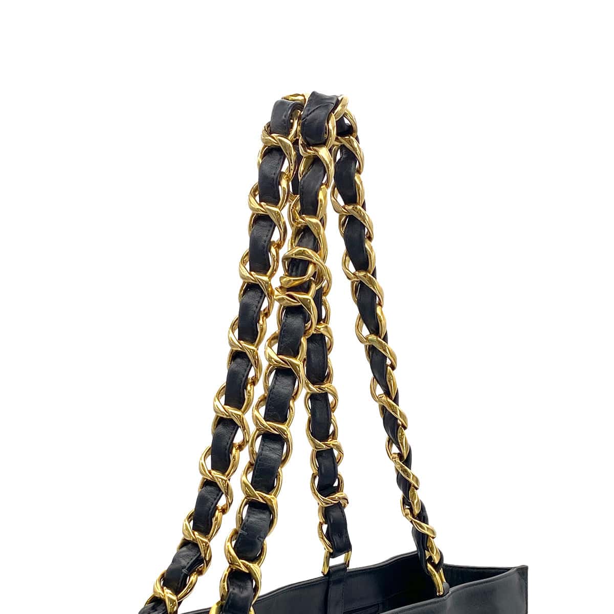 Luxury Promise Japan CHANEL VINTAGE BIG COCO CHAIN TOTE BAG BLACK LAMB SKIN 90301751