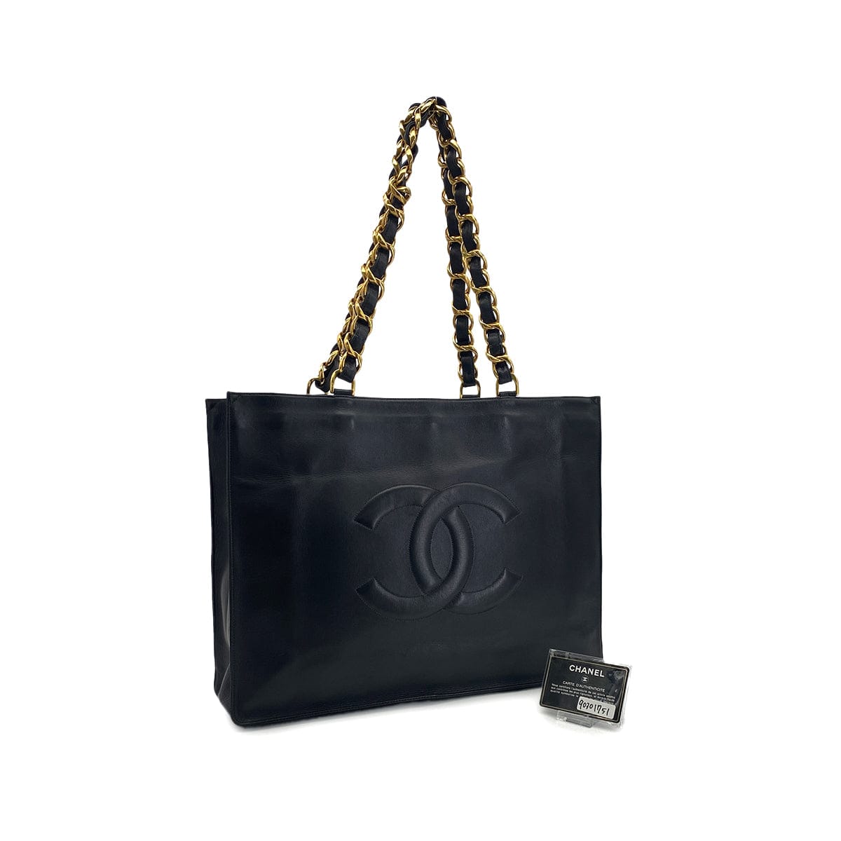 Luxury Promise Japan CHANEL VINTAGE BIG COCO CHAIN TOTE BAG BLACK LAMB SKIN 90301751