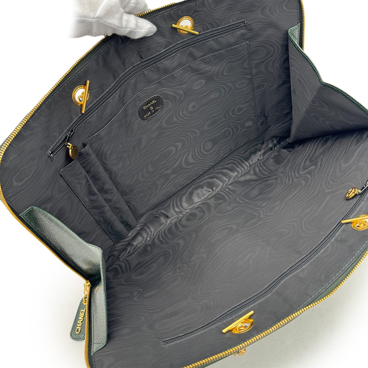 Luxury Promise Japan CHANEL VINTAGE BIG COCO CHAIN TOTE BAG GREEN CAVIAR SKIN 90294187