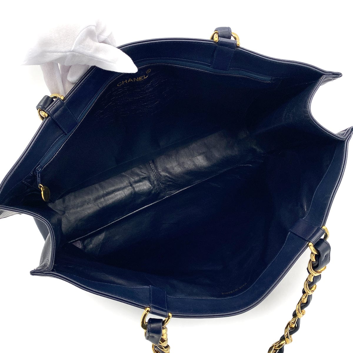 Luxury Promise Japan CHANEL VINTAGE BIG COCO CHAIN TOTE BAG NAVY LEATHER 90275901